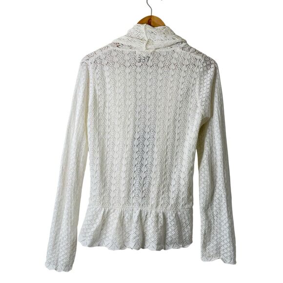 Odd Molly 337 Cardigan Sz 2 (Med) Cream Pointelle Knit Front Tie Dainty Fairy - Picture 2 of 15